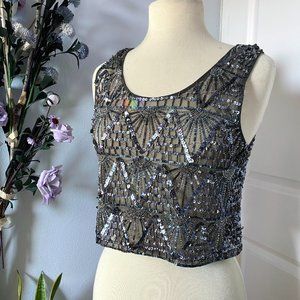 Bariano Black Label Beaded Sequin Mesh Tank - S (US 6)